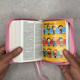 Biblia para niños Mi Gran Viaje RVR60 tamaño bolsillo i/piel con cierre Rosa claro