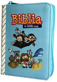 Biblia para niños Mi Gran Viaje RVR60 tamaño bolsillo i/piel con cierre azul con rayas