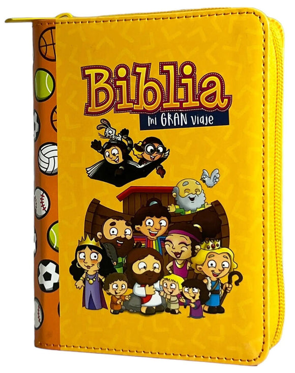 Biblia para niños Mi Gran Viaje RVR60 tamaño bolsillo i/piel con cierre Naranja