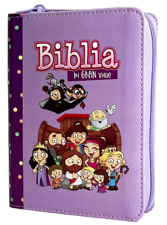 Biblia para niños Mi Gran Viaje RVR60 tamaño bolsillo i/piel con cierre Lila