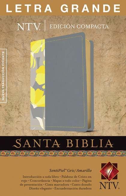 Biblia NTV Letra Grande Compacta i/piel Gris/Amarillo Libreria Nueva Cultura