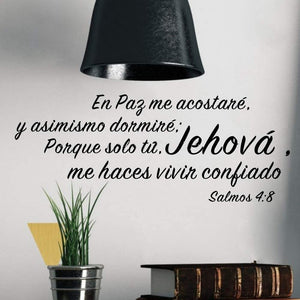 Vinilo de Pared. "En Paz me acostaré.. Salmos 4:8" Libreria Nueva Cultura